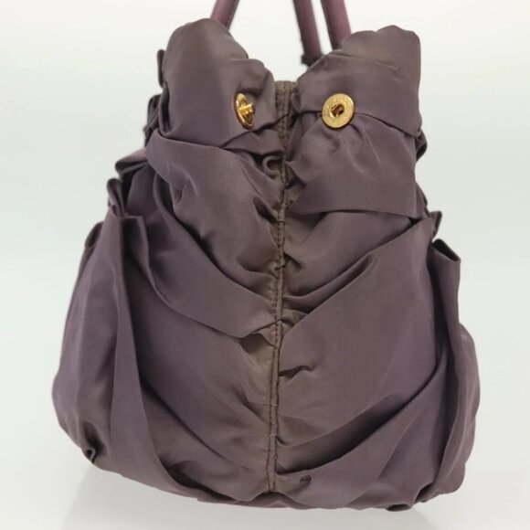 PRADA Hand Bag Nylon Purple Gold Auth 137586 - Picture 6 of 16